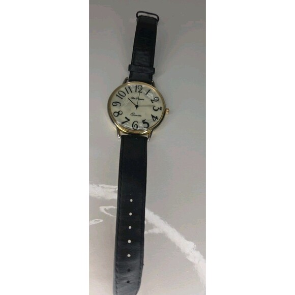 Da Vinci Large Face Mother Of Pearl Quartz Watch With Black Leather Band - Picture 2 of 9